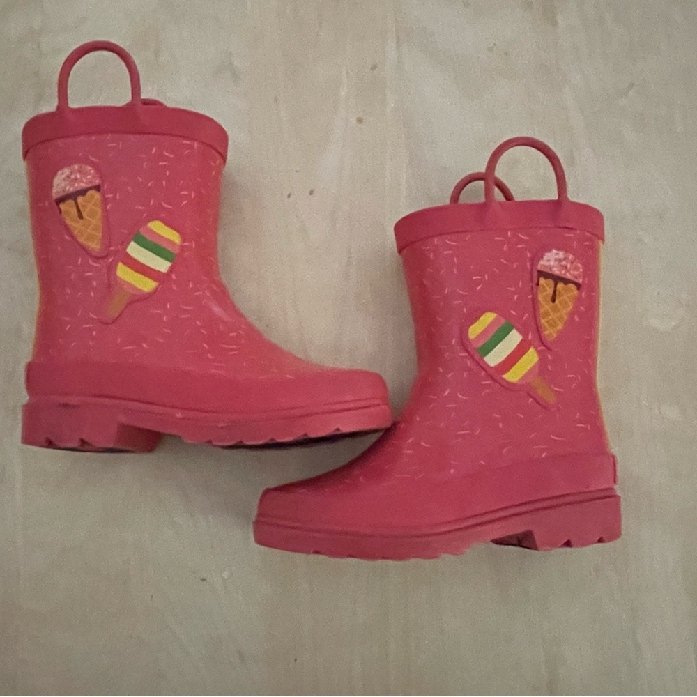 Lily & Dan Ice Cream Sprinkles Rain Boots Pull Handles Girls 9/10